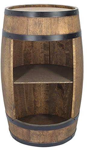CREATIVE COOPER Holzfass Hausbar - Weinschrank im Retro Stil - Weinfass Bar - Weinregal Holz - Holzbar 80cm hoch - Elegante Möbel, Wohnzimmer Deko - Fassbar Stehtisch und Flaschenständer (Wenge)