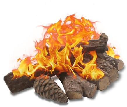 Heyfurni Ceramic Wood for Bioethanol Fireplace, 10 Pieces Smokeless Fire Logs, Gas Fireplace Logs, Decorative Ceramic Log Set for Indoor and Outdoor Use, Gas Inserts, Vented, Electric, Ethanol