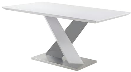 Vente-unique - Table à Manger Salva - 6 Personnes - MDF laqué - Blanc et Anthracite
