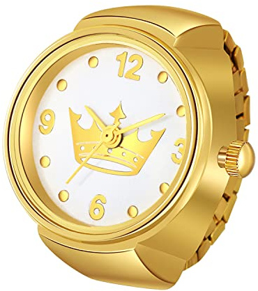 Ringuhr Avaner Modische Fingeruhr Runde Fingerring Uhr mit elastischem Band Analog Quarz Ring Uhr Uhrenring für Herren Damen