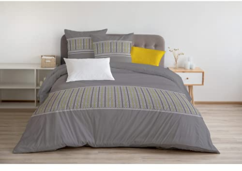 Home Passion | Funda nórdica - 3 Piezas | 100% algodón - 57 Hilos | 2 Personas - 240x260 cm | Nat Lemon