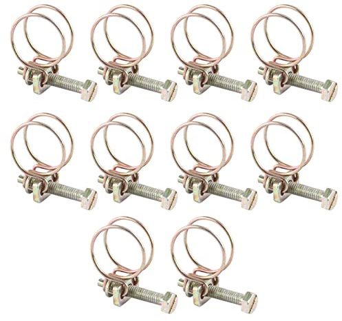 10PCS Double Wire Hose Clamps Iron Wire Water Hose Clips Adjustable Pipe Clip Hoop Fastening Tool for Industrial or Household (25mm (21-25))