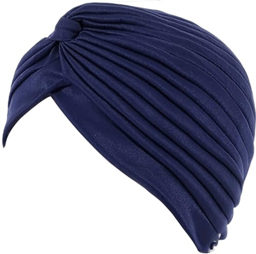 MESU Women's Chemo Sleep Turban Headwear Beanie Cap Hat for Cancer Patient Hair Loss A-Navy Blue
