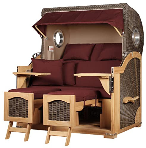 bene living Strandkorb-Set Ammersee 2,5-Sitzer Teak - PE grau - Modell 550 - Liftersystem