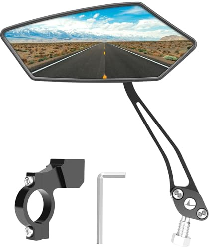 Diyife Fahrradspiegel für Lenker (Links) Lenkerrückspiegel mit Schlagfestes HD Echtglas, 360° Drehbar Spiegelfläche Klappbar Umkehrbar Fahrrad Spiegel für Fahrrad Ebike E-Scooter Roller Motorrad