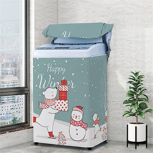 Odot Washing Machine Cover Top Load Waterproof Dustproof Washer Machine Dryer Protector Sunscreen Washer Dryer Cover for Most Top Load Washer Dryer (L,snowman)