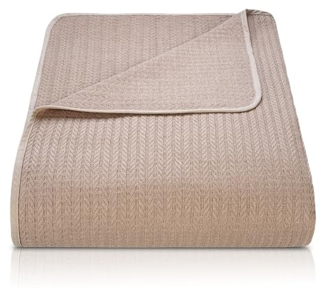 BOHORIA® Napoli Couvre-Lit Haut de Gamme XXL 220 x 240 cm | 100% Coton | Certifié Oeko-Tex | Jeté de Lit Réversible | Couverture de Canapé avec Motif | Extra Large (Sépia)