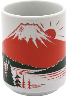 Tazza in ceramica da 300ml/10oz stile giapponese, utilizzabile nel forno a microonde, per casa e ufficio - rosso