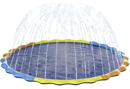 Instraella Splash Pad 120 for Dog and Kids, 10FT Large Non-Slip Sprinkler Mat 1mm Thickened and Foldable Large Pool Summer Fun Outdoor Toys for Dogs and Toddlers Age 3+