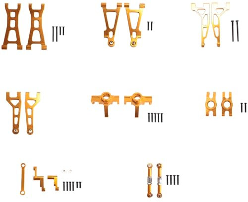 TsoLay Schwenkarm-Lenkgruppenbecher für 16207 16208 16209 16210 H16 Ferngesteuerte Auto-Ersatzteile, Metall-Upgrade-Kit, Gold.