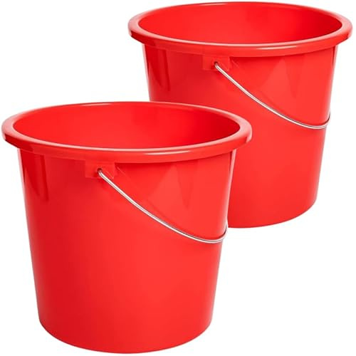 Sustania Eimer Putzeimer 5L 2er Set Plastikeimer in Rot - Robuste, Lebensmittelechte Wassereimer mit Messskala - Langlebige Qualität, Hergestellt in der EU