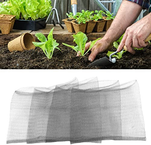 Niiyen 4 Stück Drahtkörbe zum Schutz von Wühlmäusen, 13.78×13.78in Netz-Wurzelschutz aus Edelstahl für Pflanzen, Beeren, Gemüse, Wurzelschutz, Silber