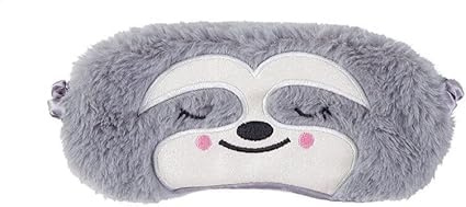 Grau Nette 3D Flauschige Tier Augenmaske für Schlaf Reisen Atmungsaktiv Eyeshade Augenabdeckung Augenblende Schlafmaske Kinder Erwachsene