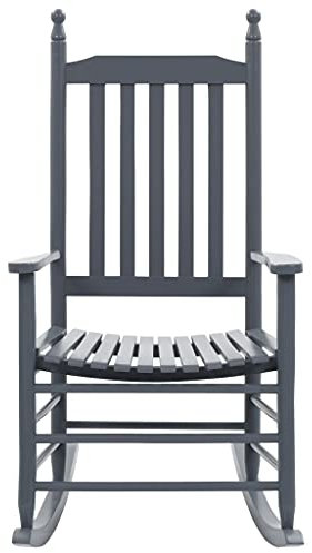 HETFTJN Esszimmerstuhl Campingstuhl Klein Balkonstuhl Sessel Wohnzimmer - Schaukelstuhl mit Gebogener Sitzfläche Grau Pappelholz für Terrassen Outdoor Balcony Garden
