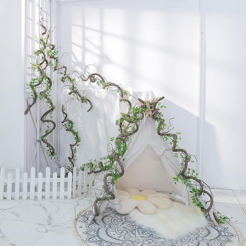 71 Inch Bendable Artificial Tree Vines Twine Branches Moss Greenery Plants Reptile Climbing Garland Twigs for Outdoor Camping Garden Wall Pipes Hanging Halloween Christmas Yules Decoration