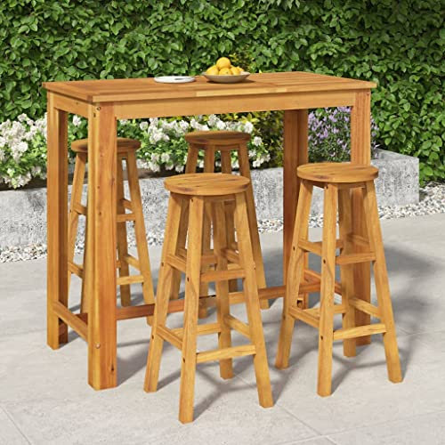 Gartenmöbel-Sets, 5-teiliges Gartenbar-Set, Massivholz, Akazie