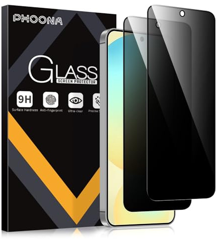 Phoona Sichtschutz Schutzfolie für Samsung Galaxy S25 5G, 2 Stück Anti Spy Displayschutzfolie, Privatsphäre Sichtschutzfolie 9H Härte Gehärtetes Glas Blasenfrei Privacy Folie