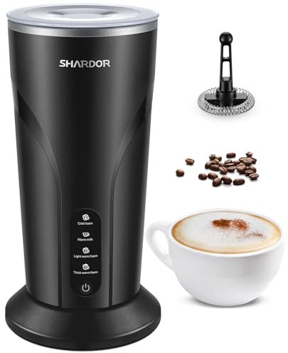SHARDOR Electric Milk Frother and Steamer with Warm Function, 4 in 1 Automatic Milk Heater and Warmer, 300ml Large Capacity, Hot & Cold Foam Maker for Coffee, Cappuccino, Hot Chocolate, Auto Shut-Off