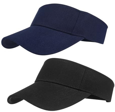 Partideal 2 Pack Sun Visor Cap Women Ponytail Baseball Cap Black Deep Blue