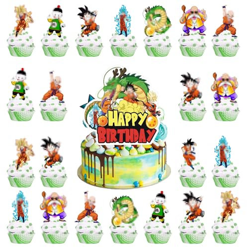 Birth Anime Cake Decoration 49Pcs- Dragon Cake Toppers Kids Cake Toppers Boys Kids Birthday Party Decoration Supplies Personalised Flaming Cake Topper for Anime Fans Birthday Party Baby Shower Cake