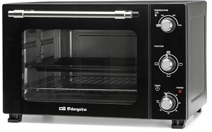 Orbegozo HO 393 Horno Eléctrico de Sobremesa 1800W Capacidad 39L Temperatura Regulable Luz Interior Temporizador 60 min Doble Cristal Resistencias Acero Inoxidable Bandeja y Parrilla