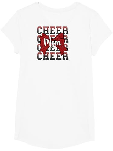 Cheer Mom Mama Bow Sport Cheerleader Cheerleading Rot T-Shirt