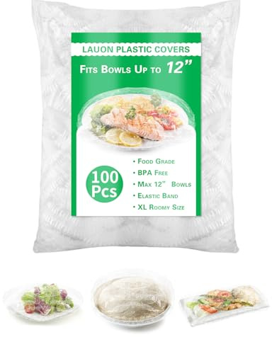 Lauon Plastic Bowl Covers for Sourdough Bread Fermentation, Large Disposable Elastic Food Packaging, Fits 42cm Bowls, Shower Caps for Banneton Bread Proofing Baskets (42cm)