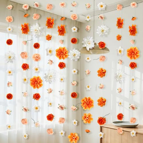 Giegxin 10 Pcs Hanging Flowers Garlands for Backdrop Artificial Wildflower Vines Floral DIY Fake Flower Garlands Faux Silk Wildflower Vine for Wedding Bridal Shower Home Garden Wall Arch Decorations