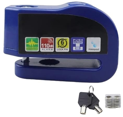 Bloqueo de disco de alarma, bloqueo de freno portátil para motocicleta con de alarma integrado, cadena de rueda antirrobo, perfecto para bicicleta, scooter, motocicleta, dispositivo de