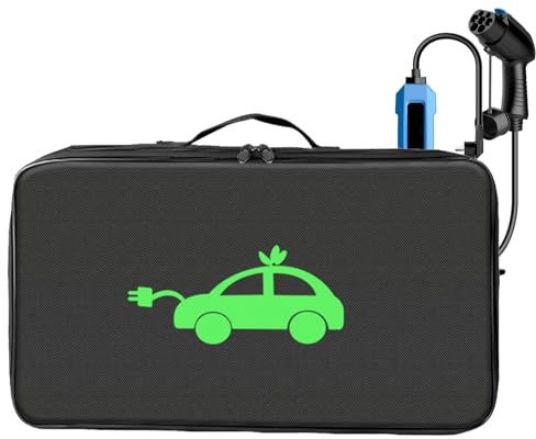EV Cable Organizer Bag – Carrying Case for EV Type 2 Charging Cables | Type 1 | Mode 3 | Lightweight | Storage Bags for Cables Heavy, Waterproof | Holds C, rectangle, Se référer au descriptif