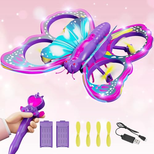 4DRC V40 Ferngesteuertes fliegendes Falterdrone für Kinder, Quadcopter mit Lichtern, 2 Akkus, Höhenhaltung, Kopf-los-Modus und Stuntrolle, Geschenk für Anfänger, Jungen und Mädchen