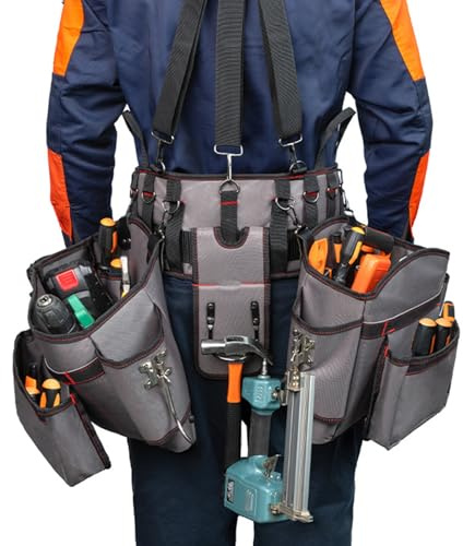 Ceinture à outils de charpentier Gilet de Transport Utilitaire Ajustable | Gilet À Outils Robuste Avec Bretelles Pour Charpentiers, Électriciens, Travaux, Jardinage, Extérieur, Intérieur