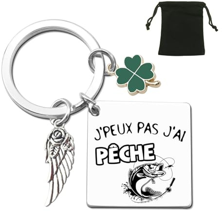ZYMGUO Porte-Clés Sportif avec Breloque Aile d'Ange, Trèfle Vert et Pendentif Décoratif, Cadeau Original pour Fans de Moto, Basket, Rugby, avec Pochette Noire