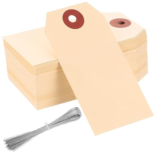 100 Stück Preisschilder Anhänger, 7 x 3,5cm Geschenkanhänger zum Beschriften, Preisetiketten Geschenk Anhänger zum Beschriften, Kraftpapier Hängeetiketten für Kleidung Schmuck Geschenke(Weiß)