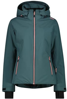CMP Damen Skijacke aus Twill mit abnehmbarer Kapuze Trek Green Gr. 40 mit Clima Protect® & Feel Warm Flat wetterfest, atmungsaktiv & perfekt für Pistenabenteuer.