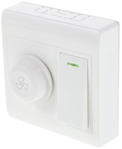 TOBBOMEY Interrupteur Combiné pour Ventilateur de Plafond Éclairage Variateur Intelligent de Vitesse Plaque Murale à Bascule Blanc Cassé Contrôle Mural pour Salon et Bureau Panneau de