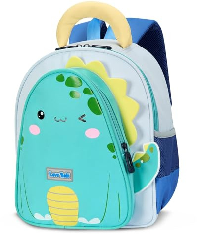 PROTAURI Sac a Dos Enfant Maternelle Garçons, Cartable Maternelle avec Dessin Animé Animal Rétro-réfléchissant et Sangle Thoracique, Sac À Dos Grande Capacité, 2-6 Ans, 10.3L, Bleu Dinosaure-Design