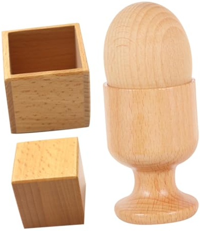 WEKAMOS Juegos de Coordinación Mano-Ojo para Bebés, 2 Unidades de Juguetes Montessori de Madera Huevera y Huevo, Caja Bloque Cuadrado, Ideales para Desarrollo Temprano y Habilidades