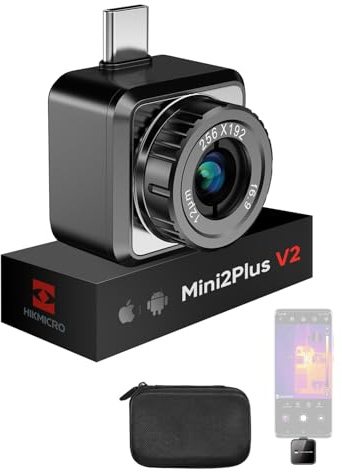 HIKMICRO Mini2Plus V2 Cámara Térmica para USB-C iOS/Android, Resolución IR 256×192, SuperIR 512×384, Lente de Enfoque Ajustable, para Teléfono/Tablet, Compatible con los últimos modelos de iPhone