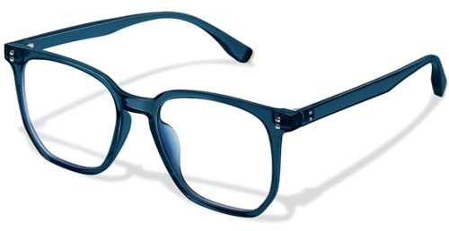 KANASTAL Blåljusfilter Glasögon för damer och herrar Blått ljusglasögon utan styrka Stor storlek modern fyrkantig lätt i TR90-material UV400-skydd,Genomskinlig blå glasögonram