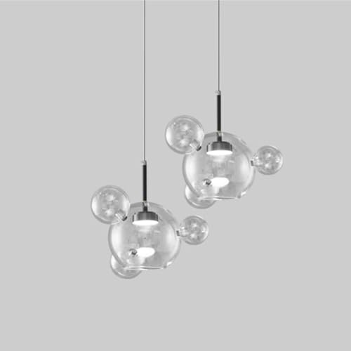NOKXDKJWT LED-Kronleuchter aus skandinavischem Blasenglas, kreativer molekularer Kronleuchter mit magischen Bohnen, für Wohnzimmer-Esszimmerlampen und Laternen, 2 Köpfe
