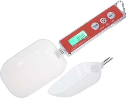 LALAFINA Cucchiaio Digitale per Pesare Bilancia da Cucina Rosso in Plastico, Schermo Lcd Chiaro e Conversione Unità Versatile, per Cucina e Pasticceria, Precisione 0,1g-500g
