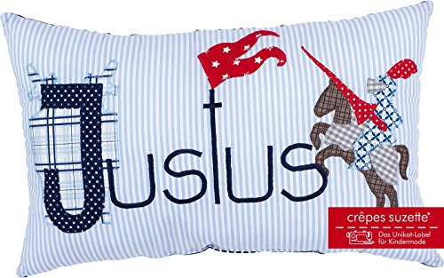 crepes suzette Kissen mit Namen, Namenskissen crepes suzette, Kuschelkissen Ritter, Geburtsgeschenk Junge