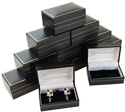 10 x Box Displays® fantastiskt konstläder manschettknapp presentaskar - juvelerare grossist manschettknapp box leverantörer, Konstläder