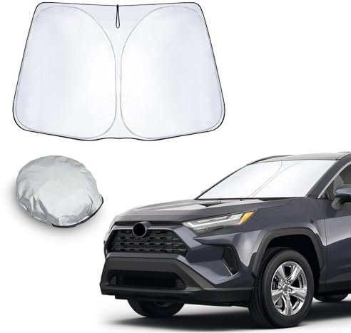 CDEFG Compatible con Toyota RAV4 XA50 2019-2024 2025 Parasol Coche Delantero Parabrisas Protector Plegable con Gran Pantalla Anti UV Rayos Mejor Fresco-Parasol RAV4 Accesorios
