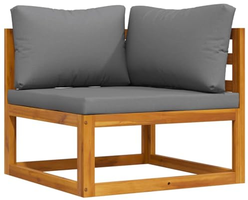 vidaXL Akazienholz Massiv Modular Ecksofa mit Dunkelgrauen Kissen Sofa Lounge Gartensofa Sessel Gartensessel Einzelsofa Gartenmöbel