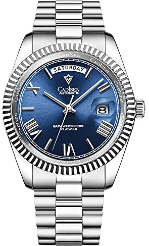 CADISEN Men's Fully Automatic Mechanical Watch MIYOTA 8285 Sports Waterproof 100 Meter Date Calendar Top Luxury Business Men's Watch c8185