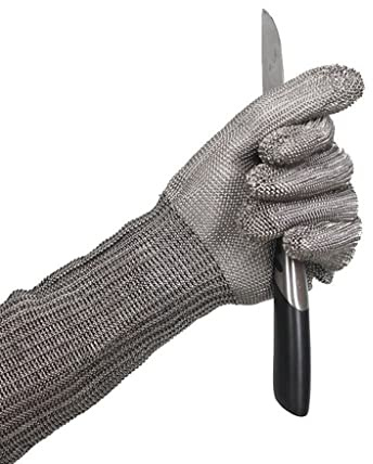 ZYYWX Kettenhandschuhe Hochleistungsmetall Lange geschnittene Handschuhe, for Glashütte, Küchen, Schlachtung, zu Austern (Size : 1pcs/XL)
