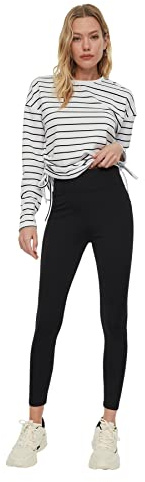Trendyol Kvinnors svarta scuba stickade tights leggings, XL