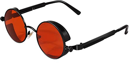 GQUEEN Retro Runde Steampunk Polarisierte Sonnenbrille Herren Damen UV400,MTS2
